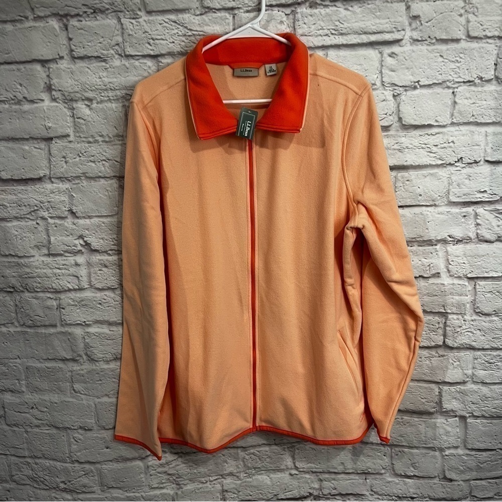 L.L Bean Women's Feather Fleece, Full-Zip jacket  size 1X sunrise peach